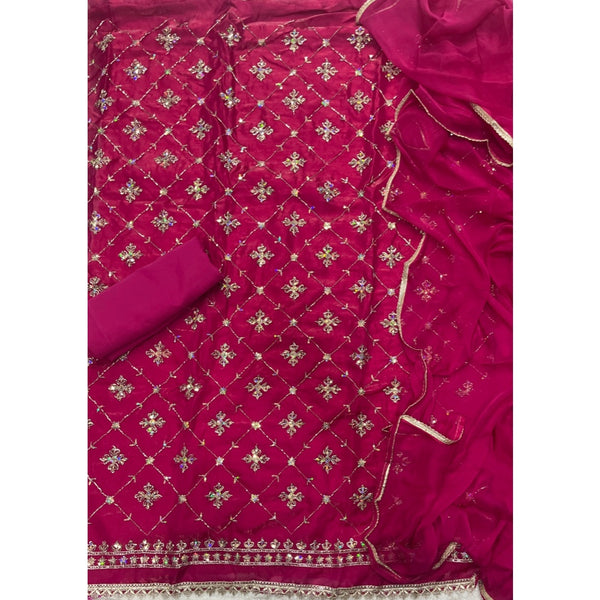 Crush Silk Embroidery Suit Set