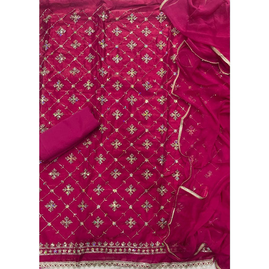 Crush Silk Embroidery Suit Set