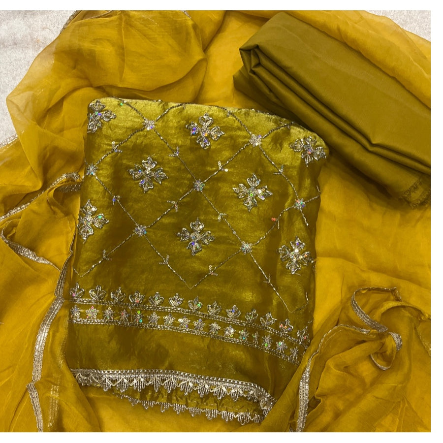 Glass Organza Silk Embroidery Suit Set