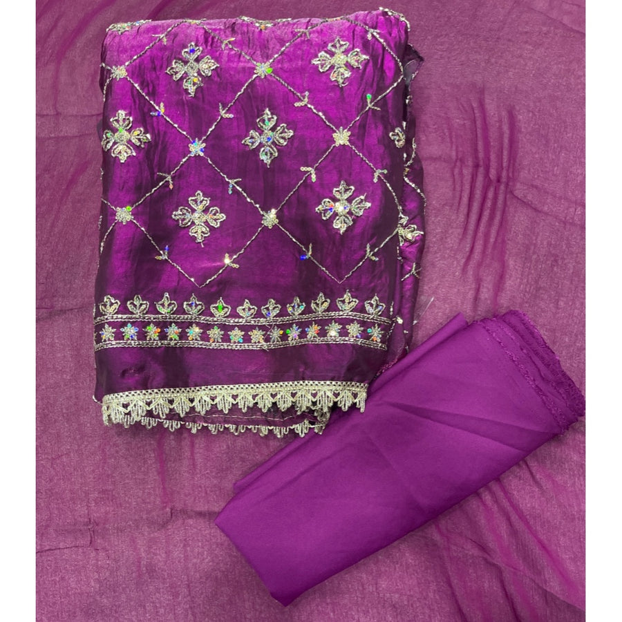 Crush Silk Embroidery Suit Set