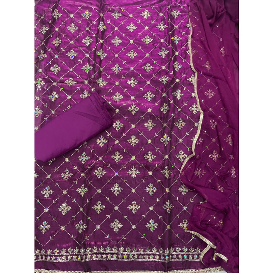 Crush Silk Embroidery Suit Set