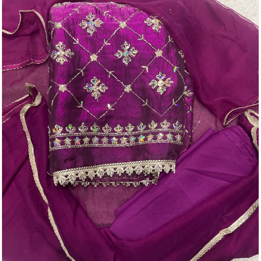 Crush Silk Embroidery Suit Set