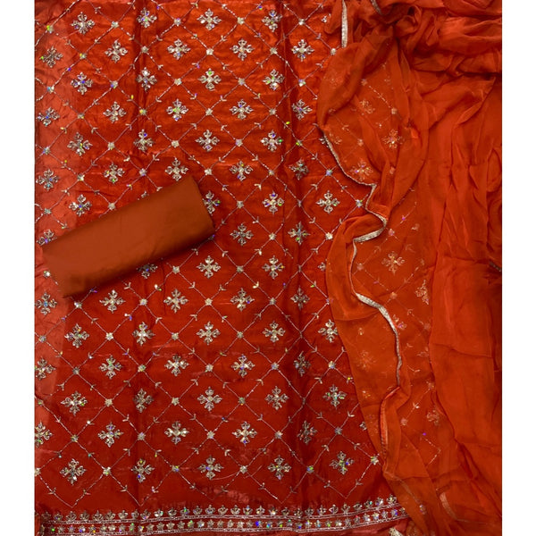 Glass Organza Silk Embroidery Suit Set