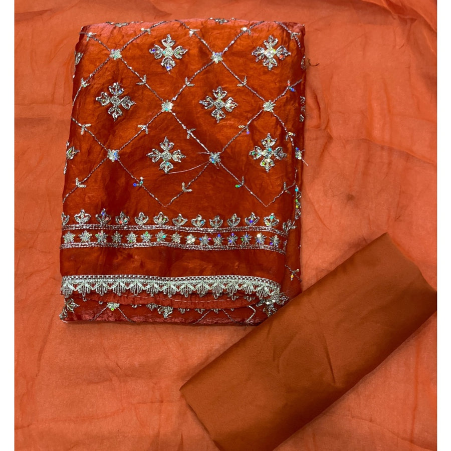Glass Organza Silk Embroidery Suit Set