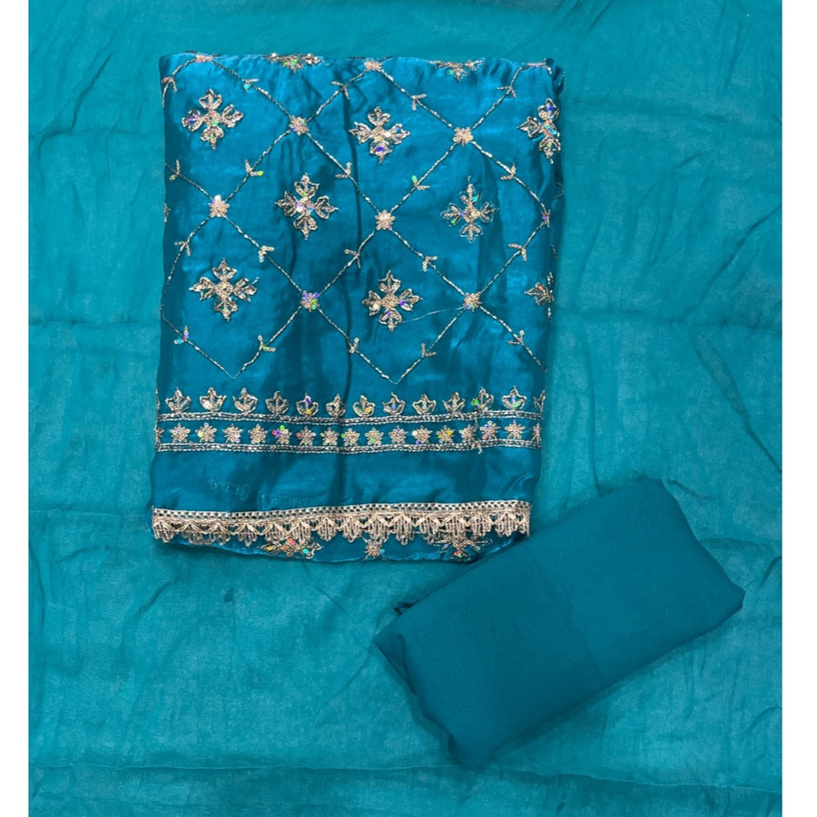 Glass Organza Silk Embroidery Suit Set