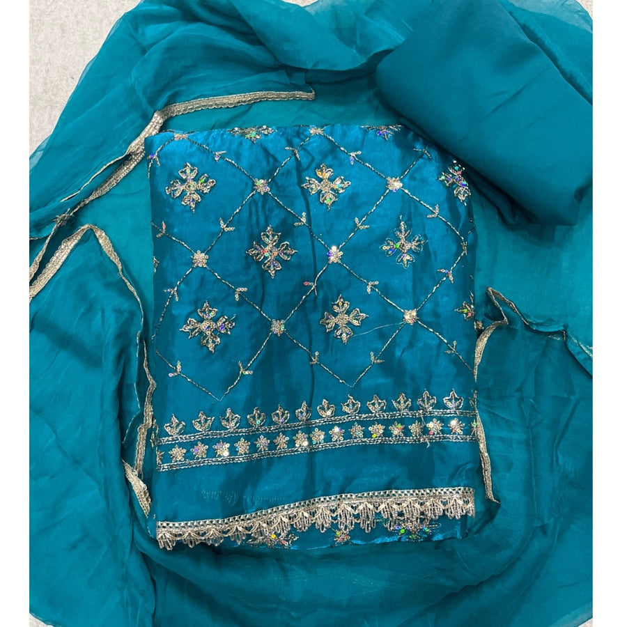Glass Organza Silk Embroidery Suit Set