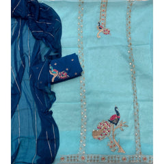 Classy Shimmer Suit Set with Zari Work