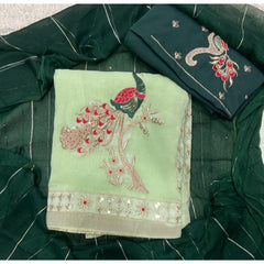 Classy Shimmer Suit Set with Zari Work