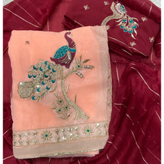 Classy Shimmer Suit Set with Zari Work