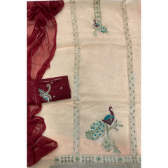 Classy Shimmer Suit Set with Zari Work