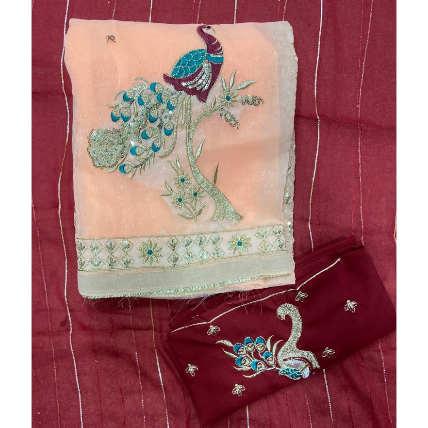 Classy Shimmer Suit Set with Zari Work