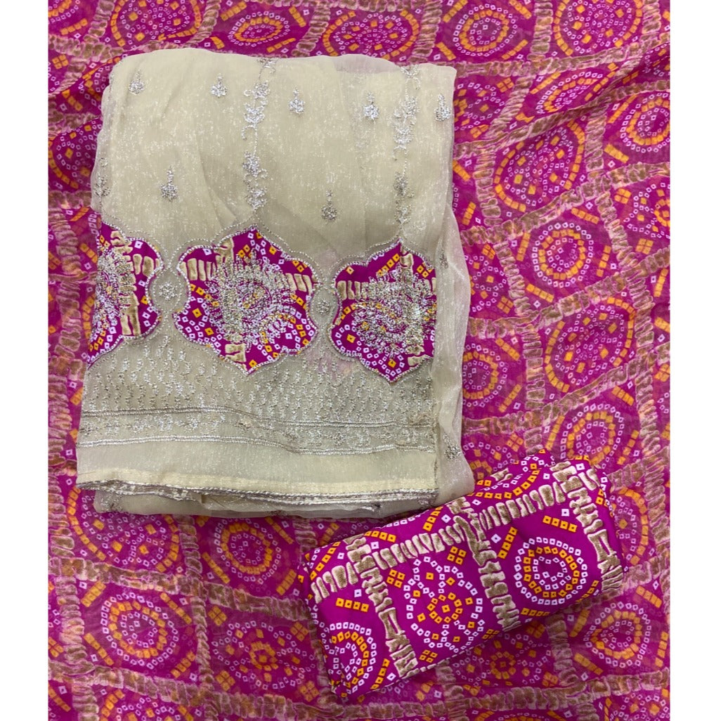 Classy Shimmer Suit Set with Zari Work