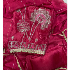 Pure Skylon Suit Set with Zari & sequence Work