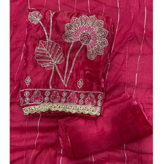 Pure Skylon Suit Set with Zari & sequence Work