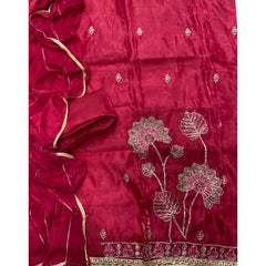 Pure Skylon Suit Set with Zari & sequence Work