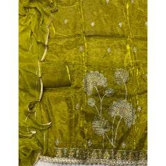 Pure Skylon Suit Set with Zari & sequence Work