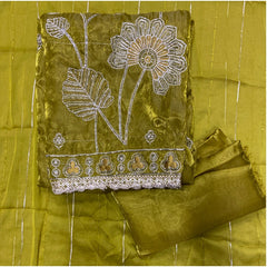 Pure Skylon Suit Set with Zari & sequence Work