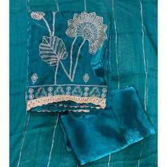 Pure Skylon Suit Set with Zari & sequence Work