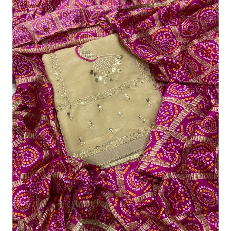 Classy Shimmer Suit Set with Zari Work