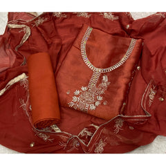 Fancy Shimmer Suit Set with Zari & Sequins Work
