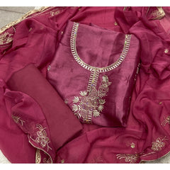 Fancy Shimmer Suit Set with Zari & Sequins Work