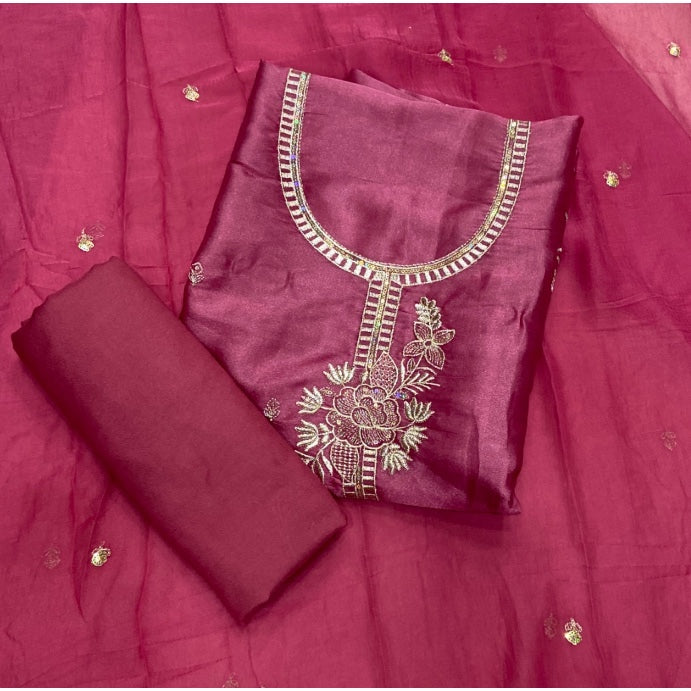 Fancy Shimmer Suit Set with Zari & Sequins Work