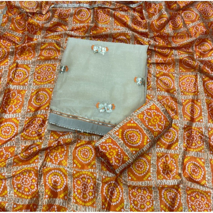 Classy Shimmer Suit Set with Zari Work