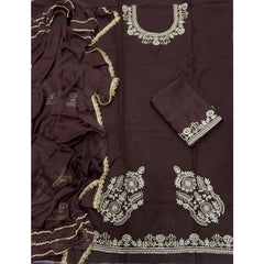 Classy Glass Organza Suit Set with Stone & Zari Thread Work
