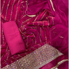Crush Silk Suit Set with Zari & Sequins Work
