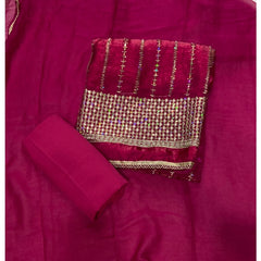 Crush Silk Suit Set with Zari & Sequins Work