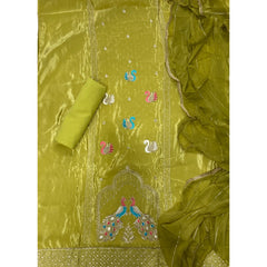 Classy Glass Organza Suit Set with Stone & Zari Thread Work