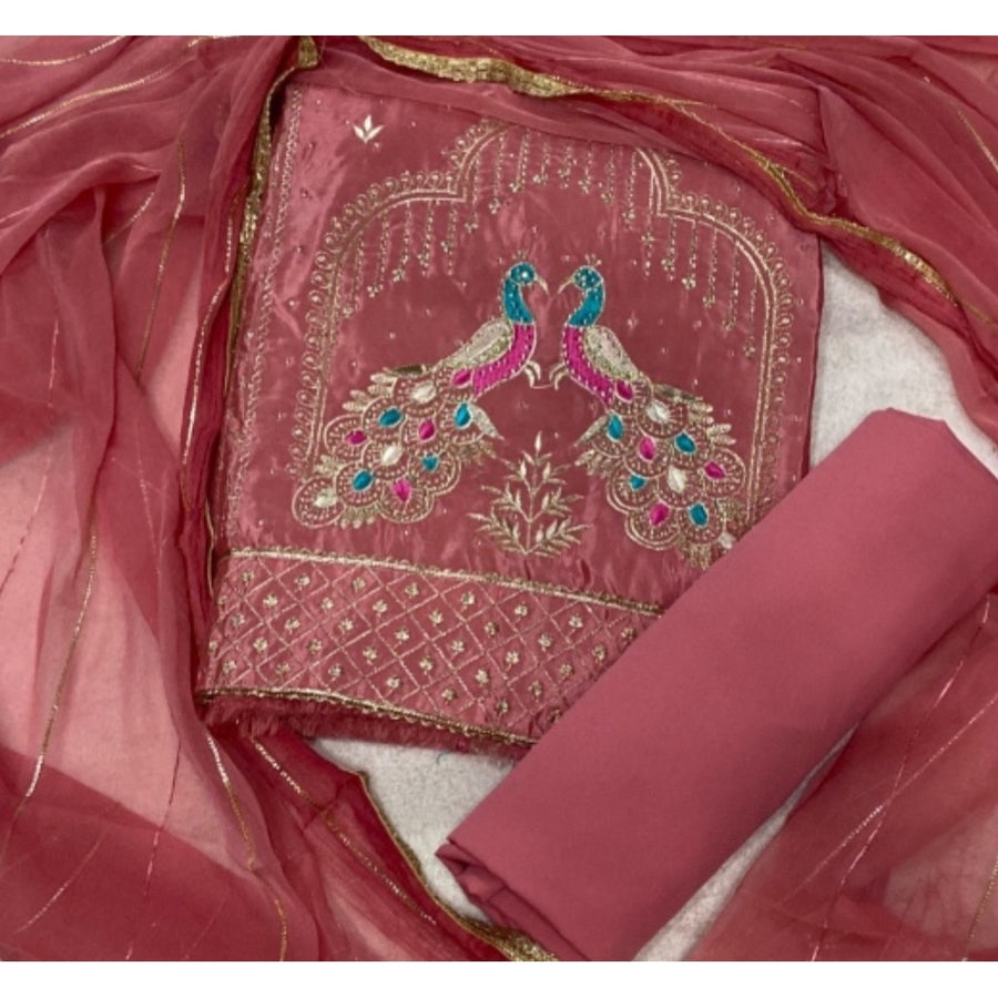 Glass Organza Silk Embroidery Suit Set