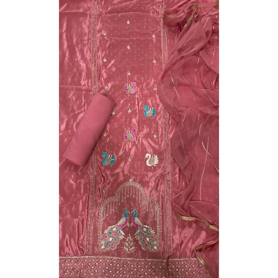 Glass Organza Silk Embroidery Suit Set
