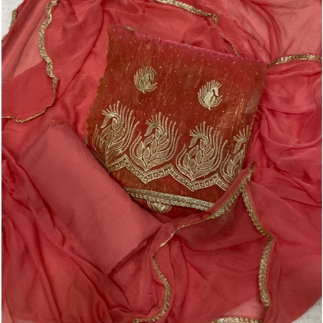 Fancy Shimmer Suit Set with Zari & Sequins Work