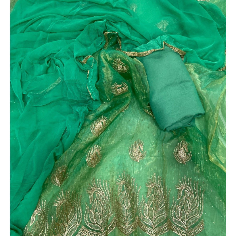Fancy Shimmer Suit Set with Zari & Sequins Work