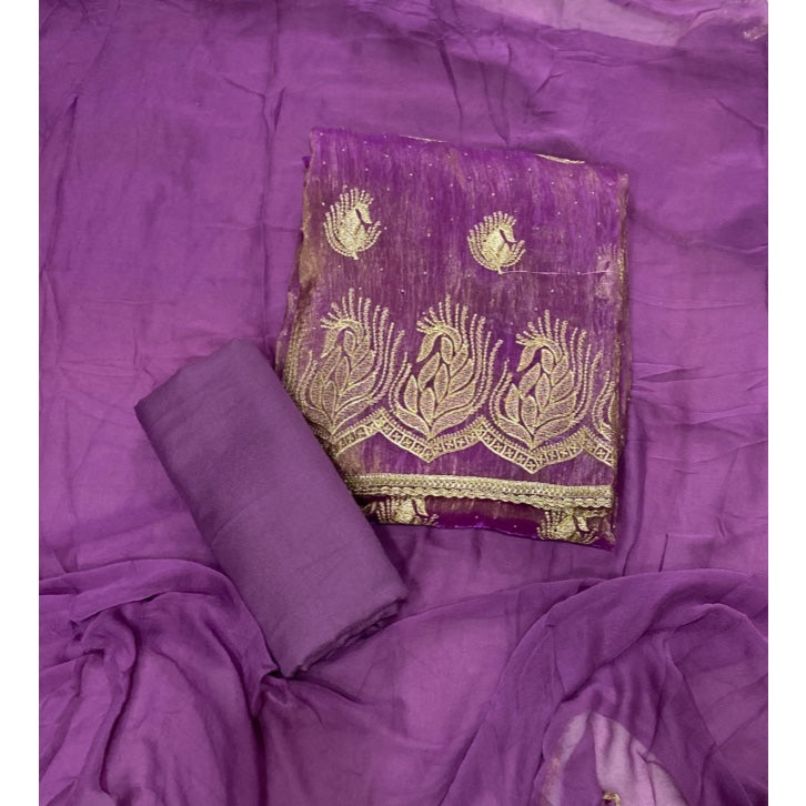 Fancy Shimmer Suit Set with Zari & Sequins Work