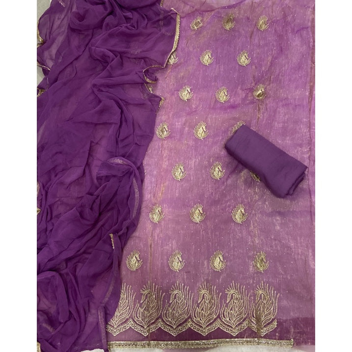 Fancy Shimmer Suit Set with Zari & Sequins Work