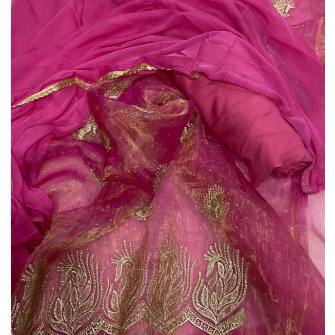 Fancy Shimmer Suit Set with Zari & Sequins Work