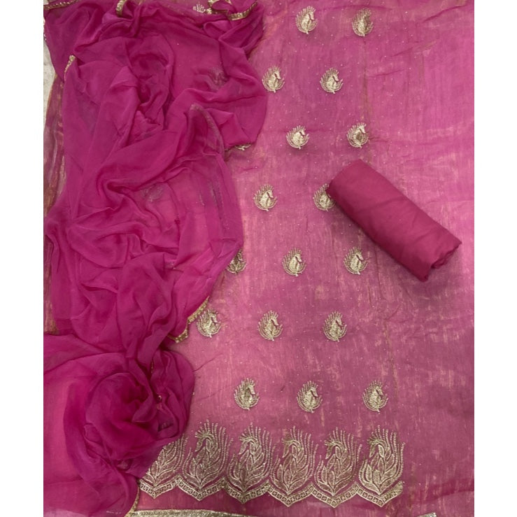 Fancy Shimmer Suit Set with Zari & Sequins Work
