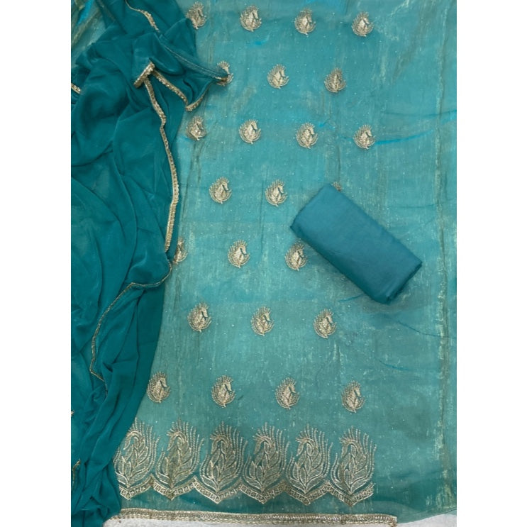 Fancy Shimmer Suit Set with Zari & Sequins Work