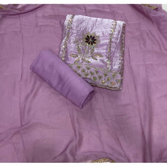 Pure Skylon Suit Set with Zari & sequence Work