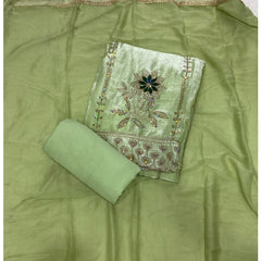 Pure Skylon Suit Set with Zari & sequence Work