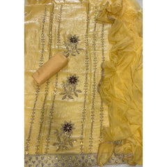 Pure Skylon Suit Set with Zari & sequence Work