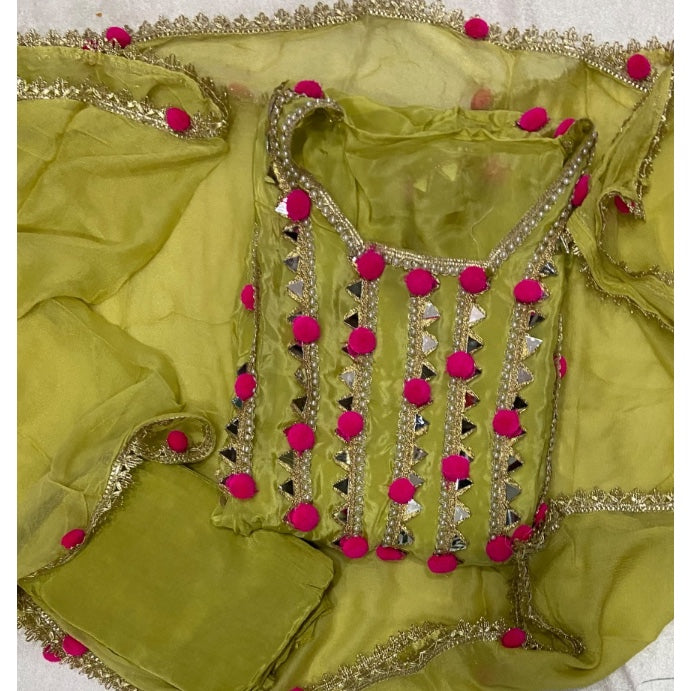 Pure Organza Silk Embroidery Suit Set