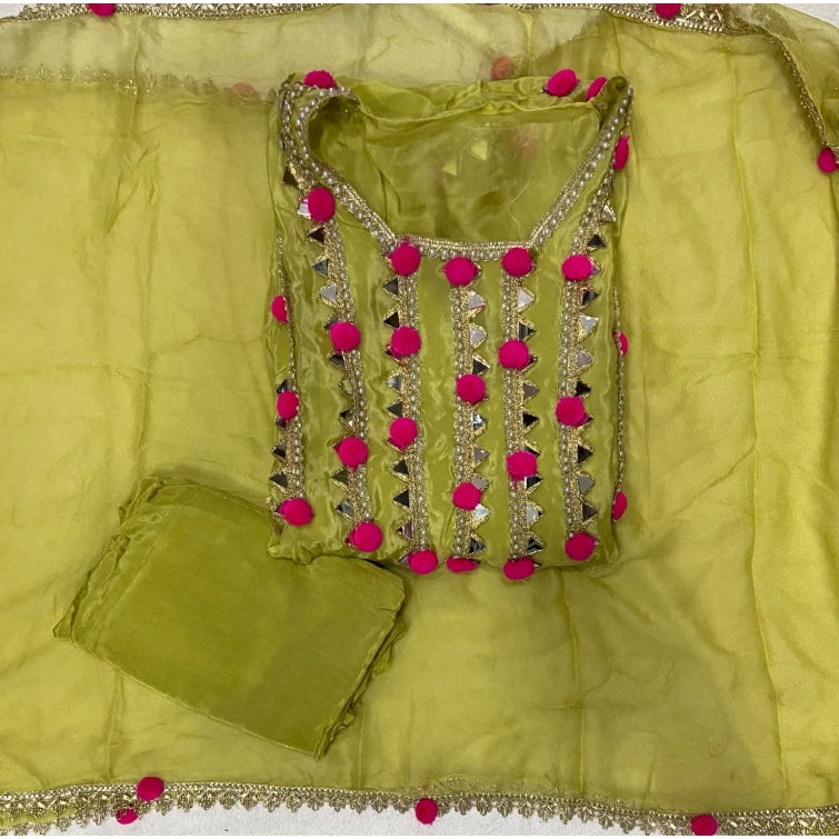 Pure Organza Silk Embroidery Suit Set