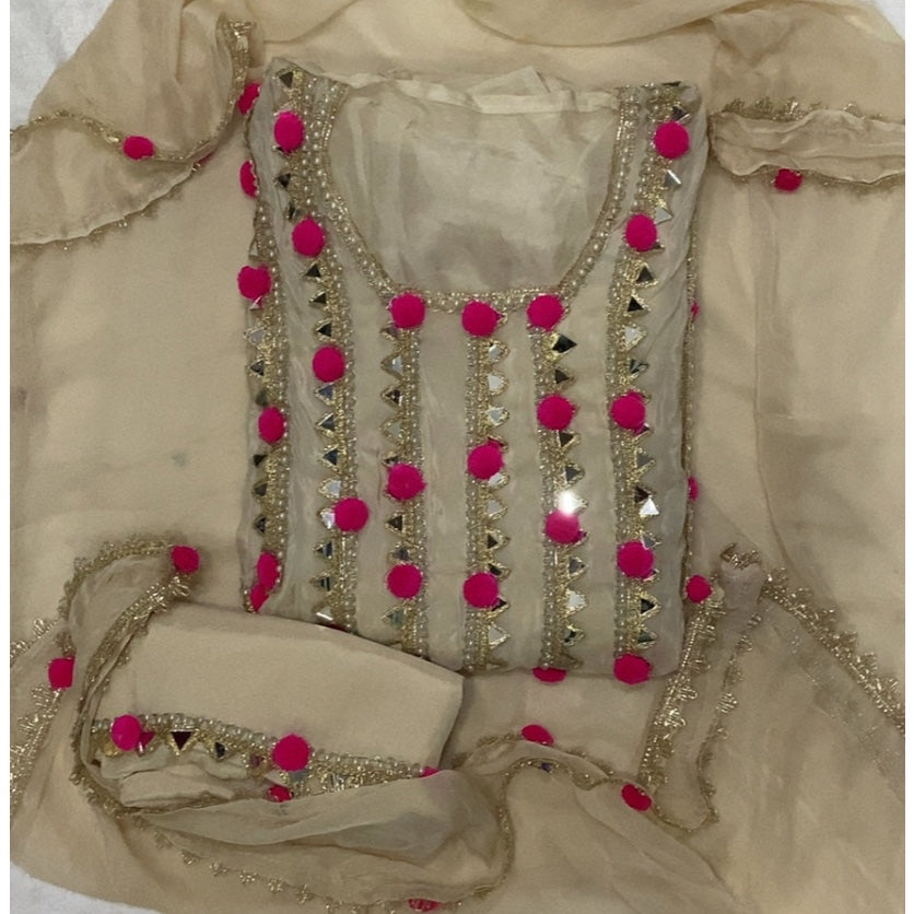 Pure Organza Silk Embroidery Suit Set