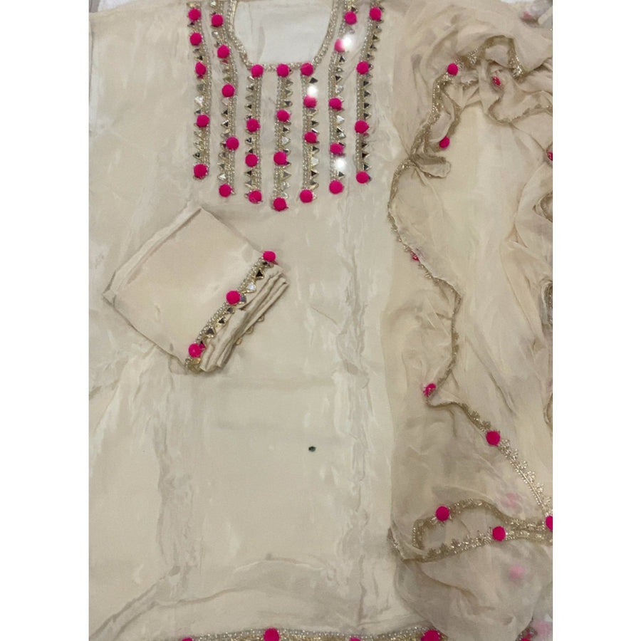 Pure Organza Silk Embroidery Suit Set