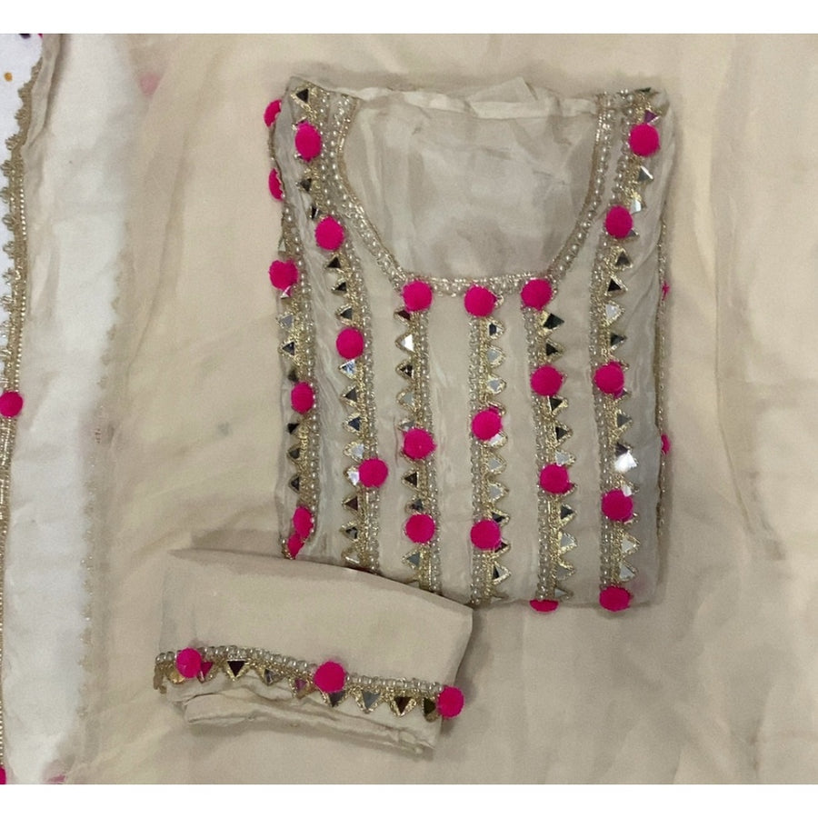 Pure Organza Silk Embroidery Suit Set