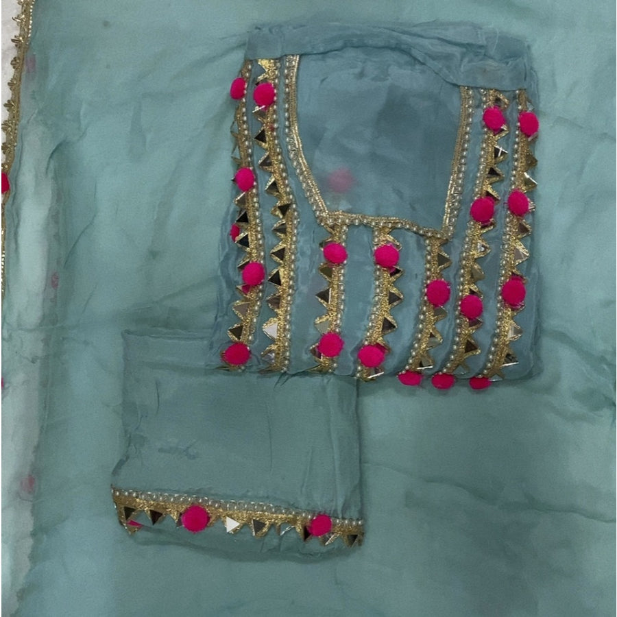 Pure Organza Silk Embroidery Suit Set