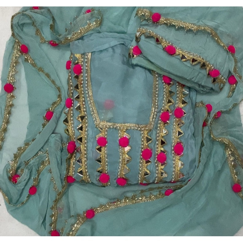 Pure Organza Silk Embroidery Suit Set